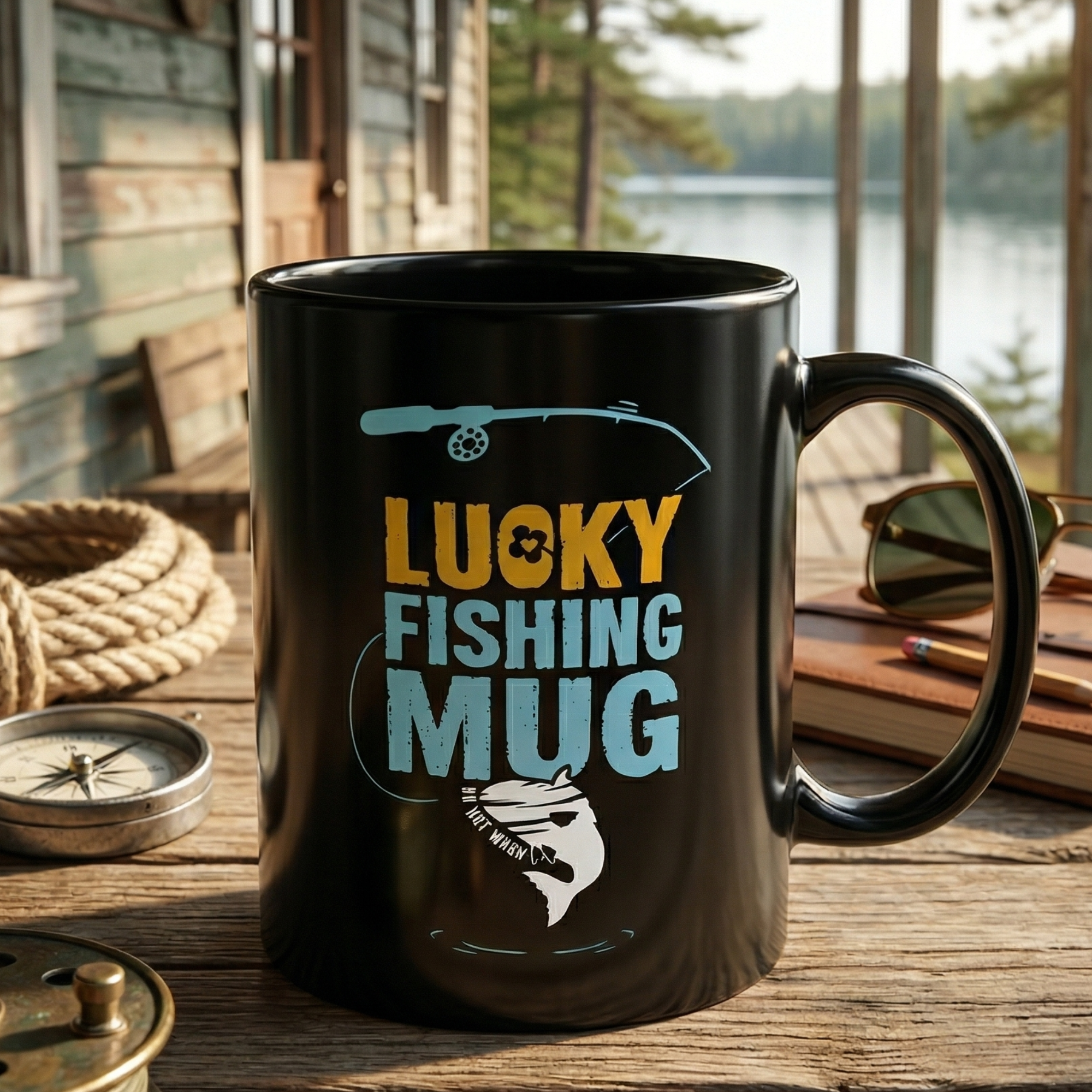Lucky Fishing Shirt Mug – Funny Fishing Gift for Men – 11oz Coffee Mug for Anglers